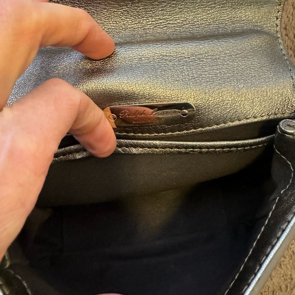 Ralph Lauren Collection Chain Strap Mini Ricky Shoulder Bag Metallic Pewter - Picture 10 of 13